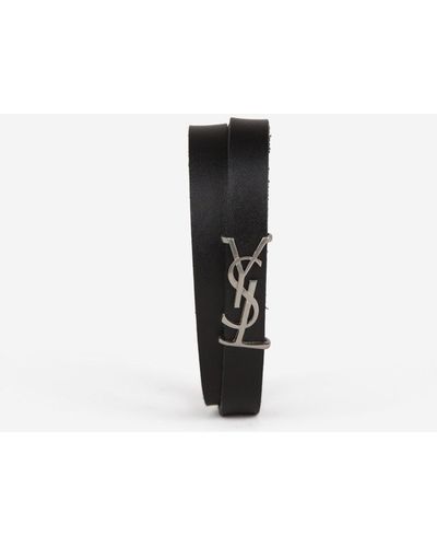 Saint Laurent Leather Wrap Bracelet - White