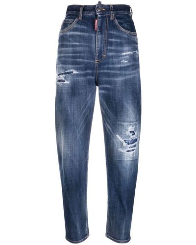 DSquared² Distressed Cropped Jeans - Blue