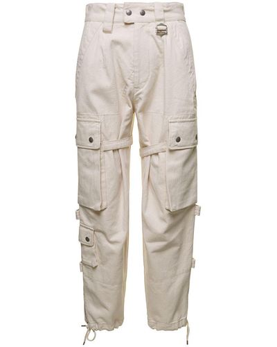 Isabel Marant Cargo Trousers With Pockets And Buckles - Natural