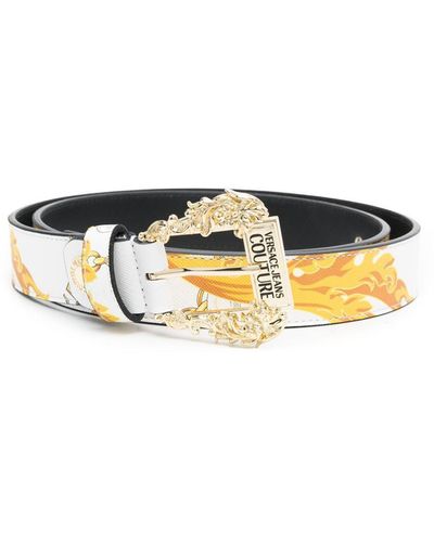Versace Jeans Couture Logo-buckle Leather Belt - White