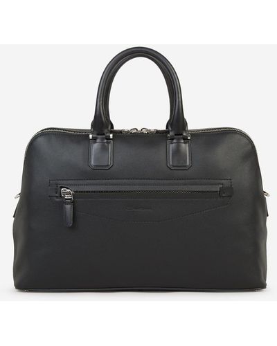 Santoni Leather Briefcase Bag - Black