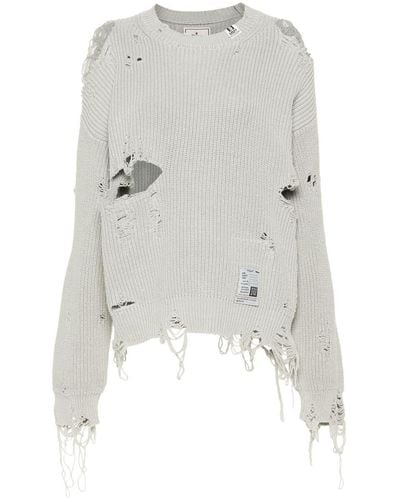 Maison Mihara Yasuhiro Bleached Knit Pullover - White