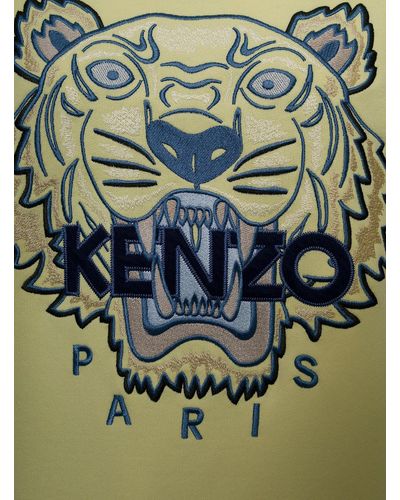 KENZO Yellow Jersey Hoodie With Tiger Logo - Green