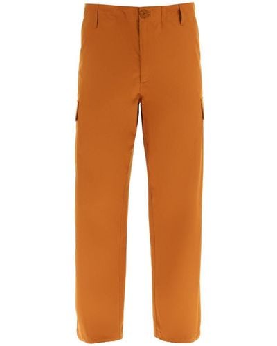 KENZO Cargo Trousers Featuring 'boke Flower' Button - Orange