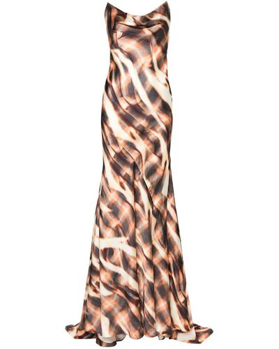 Y. Project Long Dress With Shawl Neckline - Multicolor