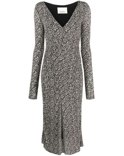 Isabel Marant Laly Abstract-pattern Midi Dress - Gray