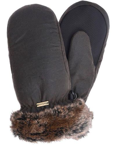 Barbour Gloves With Faux Fur - Blue