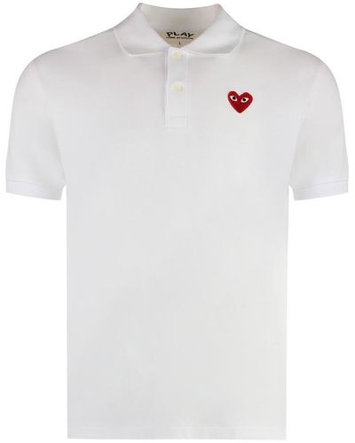 COMME DES GARÇONS PLAY Cotton-Piqué Polo Shirt - White