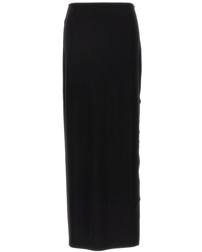 Norma Kamali Long Skirt Wide Slit Skirts - Black