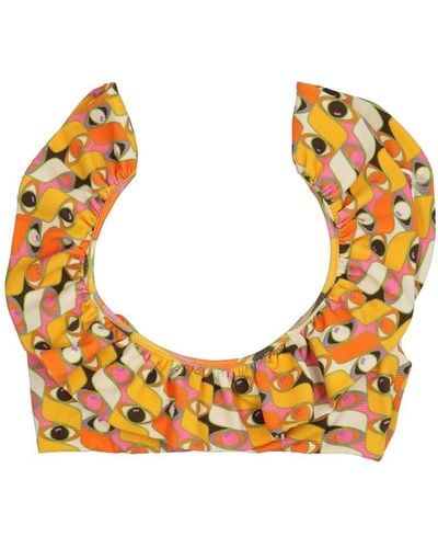 La DoubleJ 'Ruffle' Bikini Top - Orange