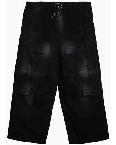 Balenciaga Washed Convertible Cargo Trousers - Black