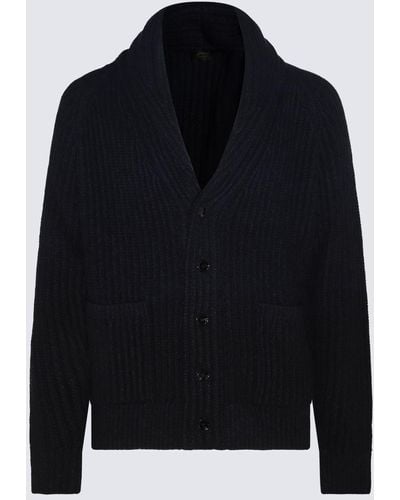 Brioni Navy Wool And Cashmere Blend Sweater - Black