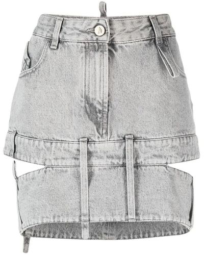 The Attico Cropped Denim Mini Skirt - Gray