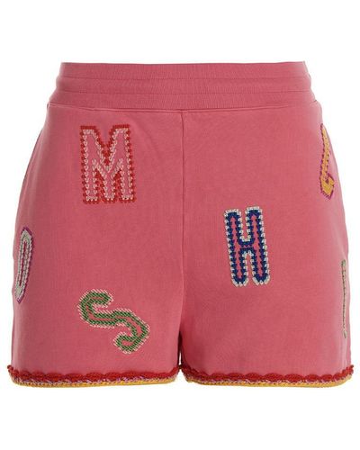 Moschino Lettering Embroidered Logo Bermuda Shorts