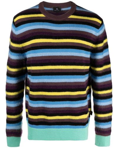 PS by Paul Smith Striped Wool Sweater - Blue