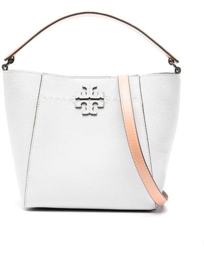 Tory Burch Mcgraw Small Leather Bucket Bag - White