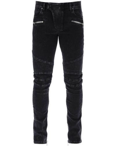 Balmain Slim Biker Style Jeans - Black