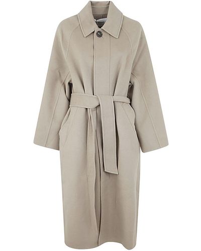 Ami Paris Belted Single-breasted Coat - Natural