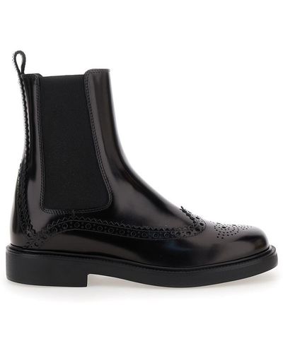 Tod's Chelsea Boots With Perforations - Black