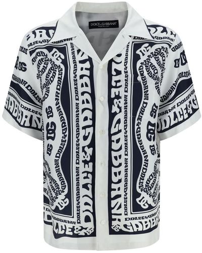 Dolce & Gabbana Marina-print Silk Hawaii Shirt - White