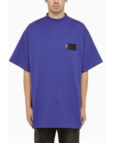 Balenciaga Indigo Cotton Oversize T Shirt - Purple