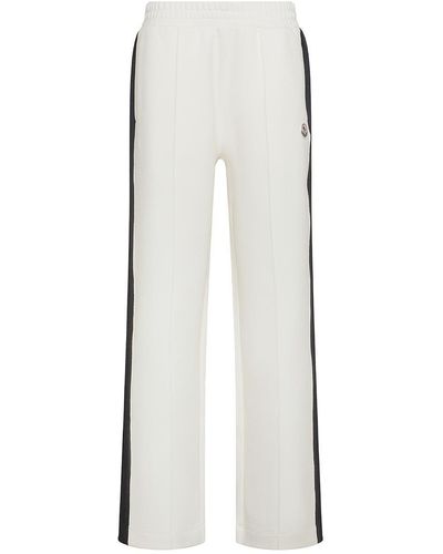 Moncler Cotton Sports Pants With Side Stripe - White