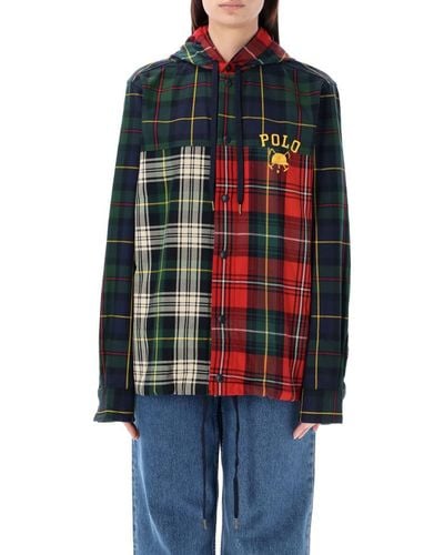Polo Ralph Lauren Patchwork Plaid Shirt Jacket - Red