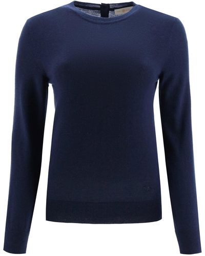 Tory Burch Cashmere Jumper With Logo Buttons - Blue