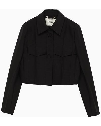 Fendi Boxy Jacket In - Black
