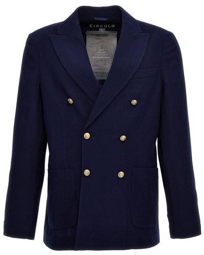 Circolo 1901 Virgin Wool Double-Breasted Jacket - Blue