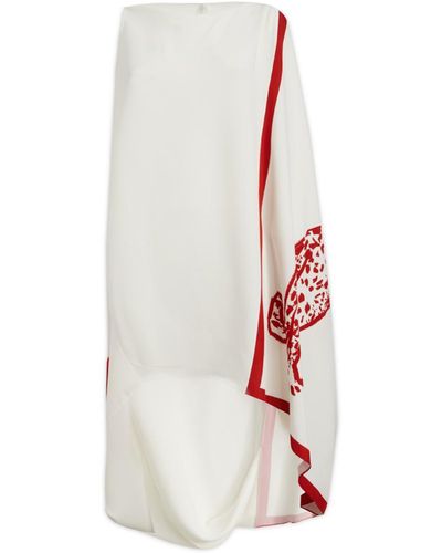 Ferragamo Draped Midi Dress - White