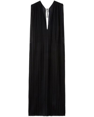 Jil Sander Silk Pleated Dress - Black