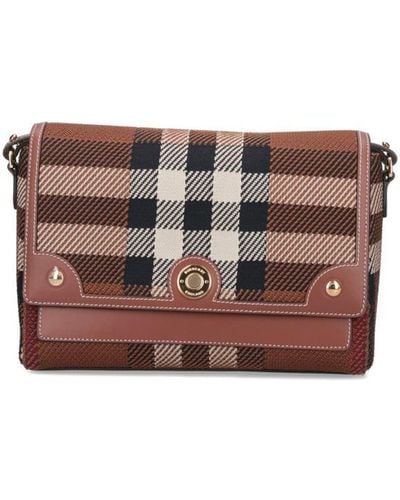 Burberry Tartan Knitted 'note' Bag - White