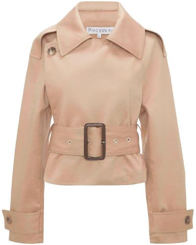 JW Anderson Neutral Cropped Trench Jacket - Natural