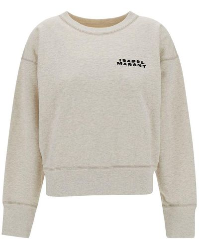 Isabel Marant Cropped Sweatshirt With Contrasting Logo Embroidery - White
