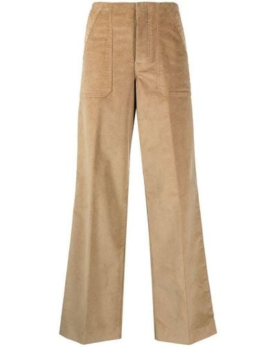 Moncler High-waisted Straight Trousers - Natural