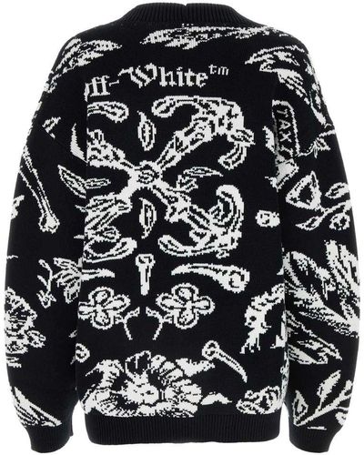 Off-White c/o Virgil Abloh Tattoo Graphic-pattern Cotton-blend Cardigan - Black