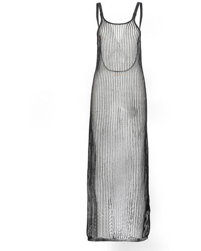 Heron Preston Embroidered Net Dress - Gray