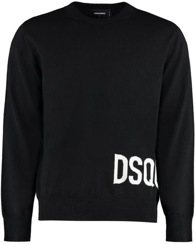 DSquared² Dsq2 Virgin Wool Crew-neck Sweater - Black