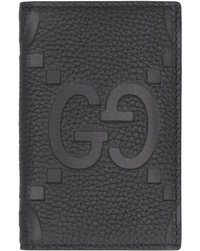 Gucci Pebbled Calfskin Card Holder - Gray