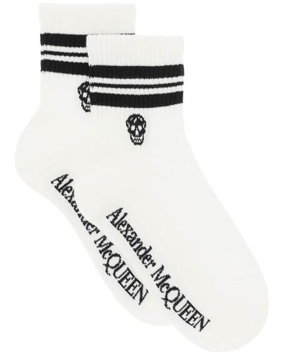 Alexander McQueen Stripe Skull Sports Socks - Black