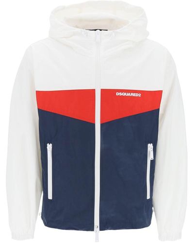 DSquared² Color Block Windbreaker Jacket - White