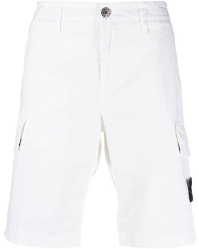 Stone Island Compass-motif Cargo Shorts - White