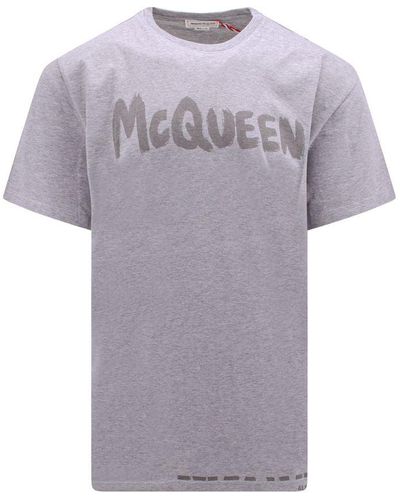 Alexander McQueen Graffiti Organic Cotton T-Shirt - Grey