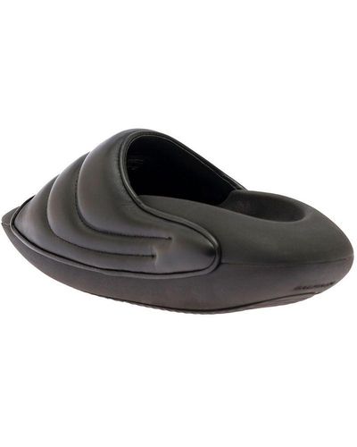 Balmain B-It Quilted Lambskin Slip On Sandals, , 100% Rubber - Black