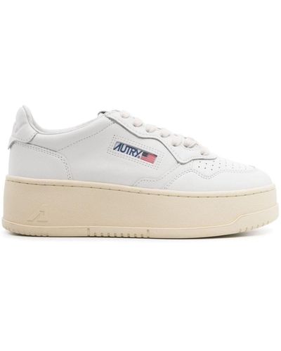 Autry Trainers Medalist Platform Low In Pelle Bianca - White