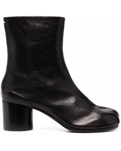 Maison Margiela Tabi 80 Leather Ankle Boots - Black