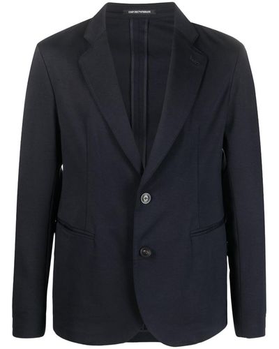 Emporio Armani Cotton Blend Blazer Jacket - Blue