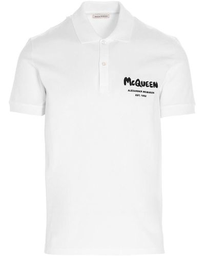 Alexander McQueen - Embroidered Cotton-Piqué Polo Shirt - White Alexander  McQueen