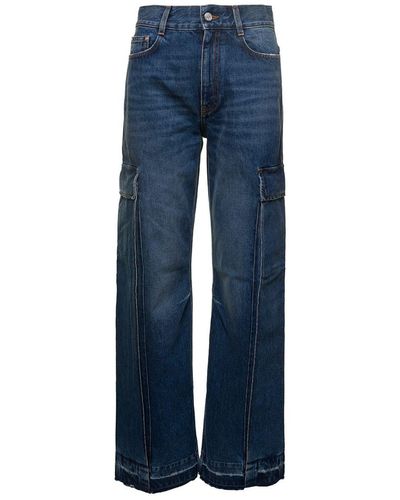 Stella McCartney Flare Cargo Jeans With Logo Patch - Blue